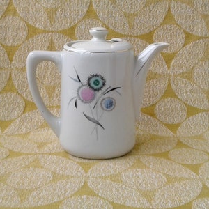 Vintage porcelain teapot, White teapot, Teapot with flowers image 5
