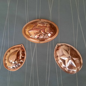 3 Vintage small copper molds