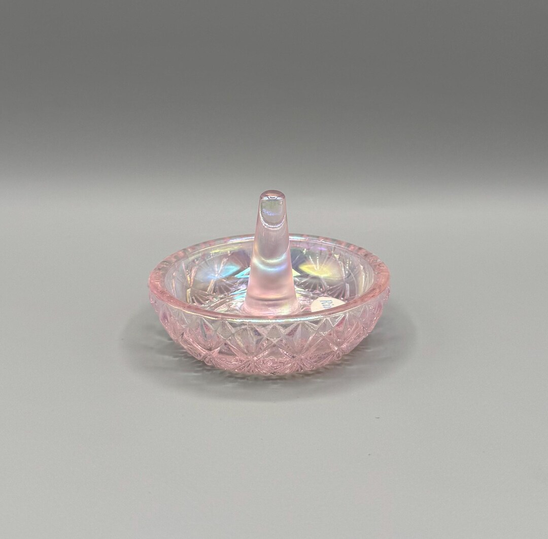Fenton -light Pink Iridized Art Glass Ring Tree / Holder - Trinket Dish ...