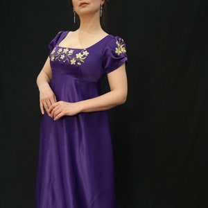 Custom  made, Bridgerton inspired regency dress, Regency Empire Gown with golden embroidery, size 4 -20 UK, 2-16 USA