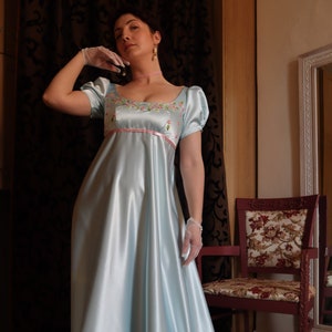 CUSTOM made  Bridgerton inspired regency dress,  Regency Empire Gown size  4-20UK