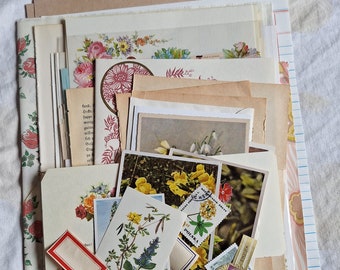 Großes buntes Vintage Ephemera Papierset Blumen/Frühling/Sommer I,  Junk Journal Papier