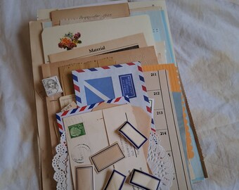 Großes Vintage Ephemera Papierpaket, Basic, Junk Journal Papier, Junk Journal Zubehör, neutrale Farben, 100 Teile