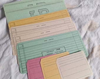 Vintage punch cards, junk journal ephemera, junk journal accessories in spring colors