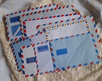 Vintage Airmail Envelopes, Pack of 10, Mixed, Junk Journal Supplies