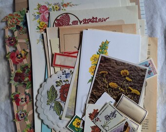 Tolles buntes Vintage Ephemera Papierset Blumen, Junk Journal Papier