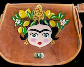 Hand painted genuine leather hand-bag - Frida Kahlo.