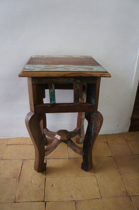 Vintage Painted Teak Side Table Etsy