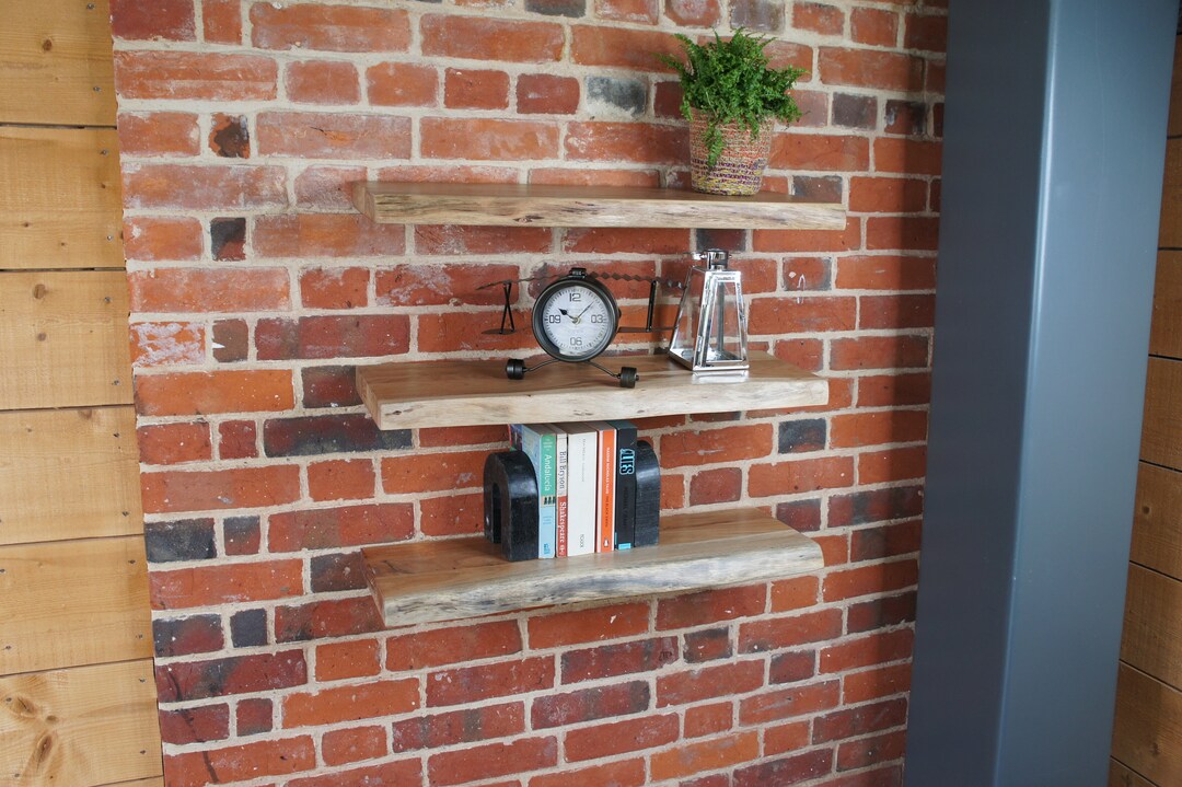 Floating Shelf Acacia Wood Live Edge Set 3 71cm Etsy