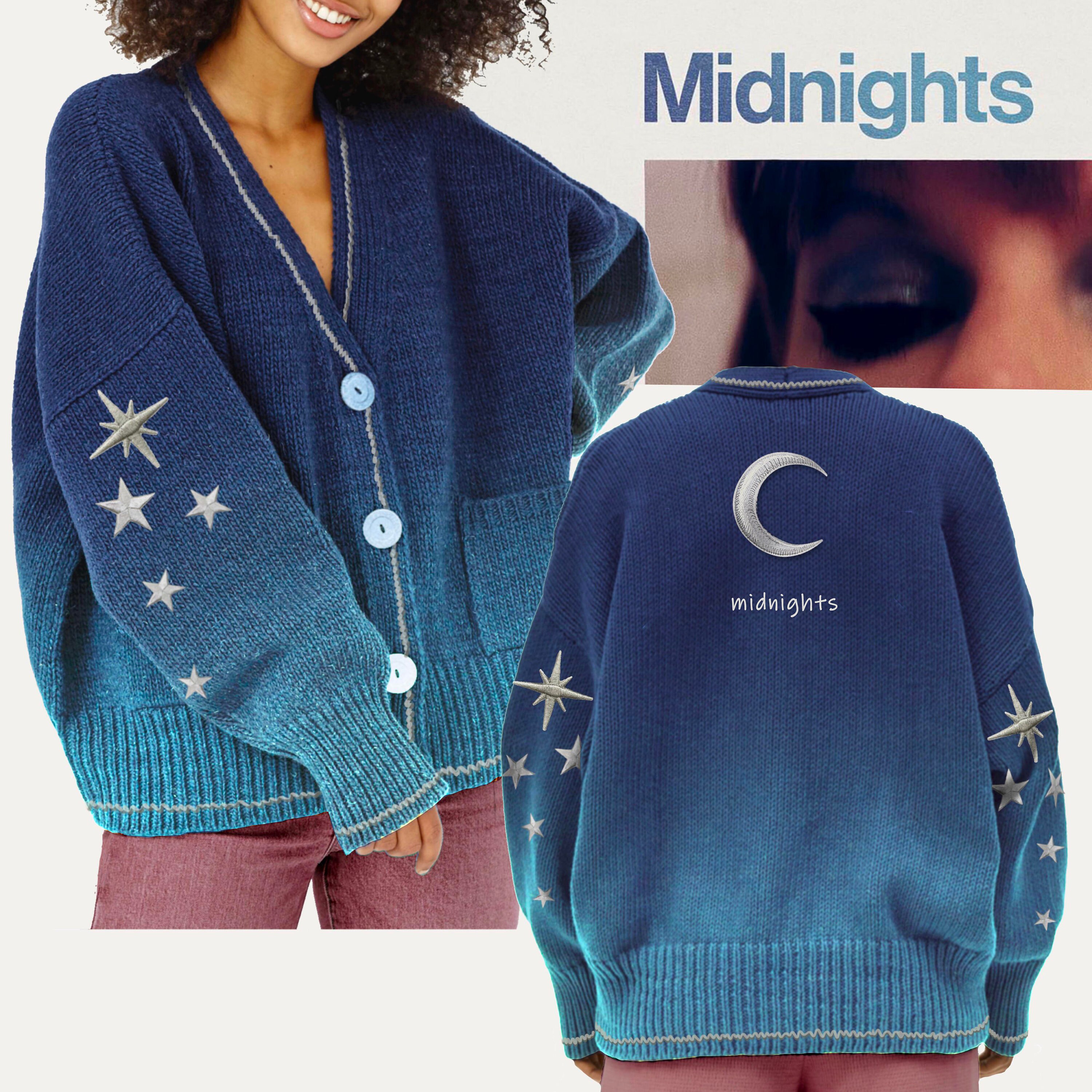 Moon Stars Cardigan - Etsy Israel