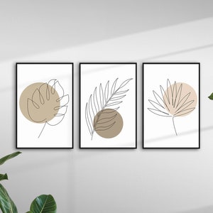 Set of 3 Palm Leaf Prints, A4, A3 Prints, Monstera Wall Art, Botanical Prints, Fern Leaf Palm, Green Leafy Home Decor, Botanical Art Prints