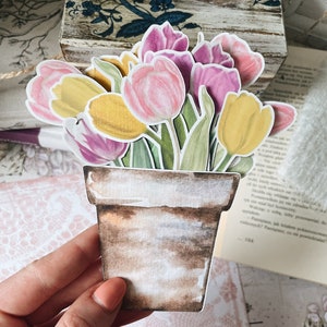 Tulpen Topf | Stanzteile | Frühling | Aufkleber | 13 Stück