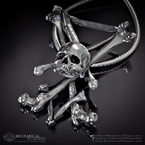 Sigil of Lucifer Skull Pendant Hand Polished Jewelry (Satanic Sigil of Lucifer Sigil 9.25 Sterling Silver Bone Necklace Skull CharmTalisman)