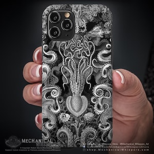 Vintage Deep Sea Collage Octopus & Squid Phone Case, Vibrant Stylish Ernst Haeckel tentacle Kraken artwork, Durable Protection Unique Design