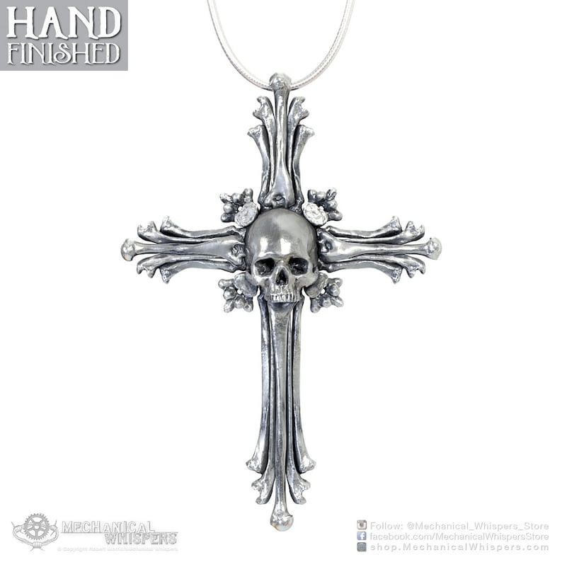 Skull Traditional Cross Pendant Hand Polished skull Metal Etsy