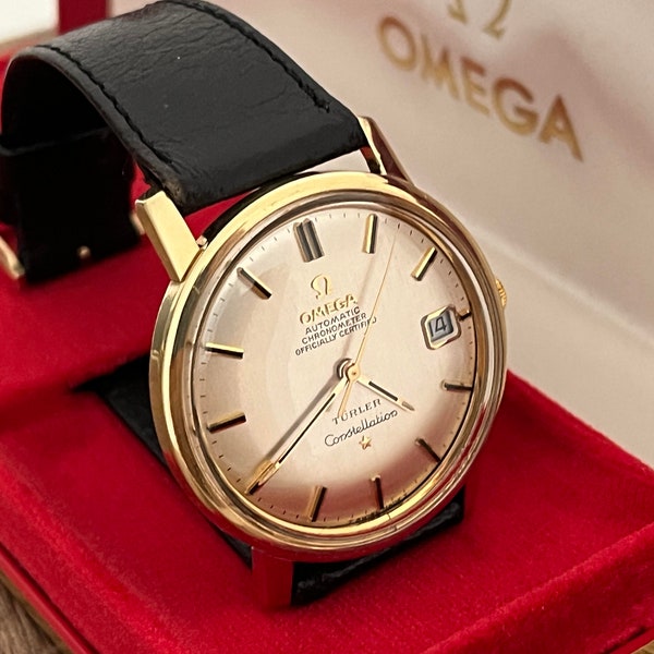 1960s Omega Automatic Constellation Chronometer signed by TÜRLER, Gold Bezel, Omega Constellation for him, Omega watch for Man, Gift for him