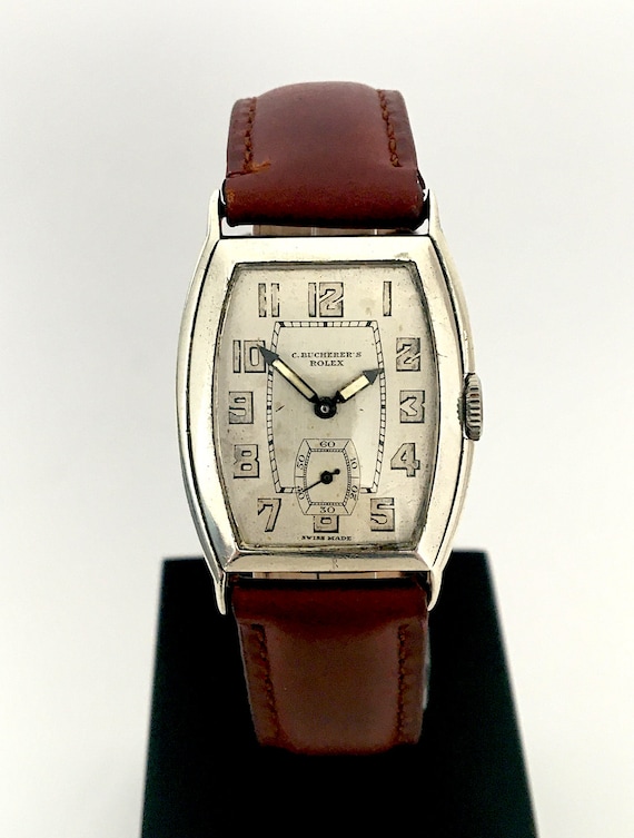 1930s Mens Rolex Tonneau Silver Wristwatch retaile
