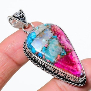 Exquisite Spiny Oyster Turquoise Pendant, Orange Gemstone Pendant, Pendant, 925 Sterling Silver Jewelry, Engagement Gift, Pendant For Her