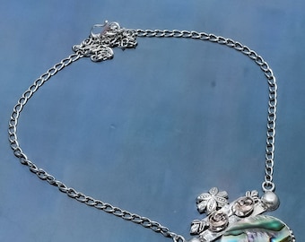 Natural Abalone Shell Necklace, Blue Gemstone Necklace, Chain Necklace, 925 Sterling Silver Jewelry, Engagement Gift, Necklace For Mother