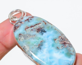 100% Genuine Larimar Pendant, Blue Gemstone Pendant, Pendant, 925 Sterling Silver Jewelry, Birthday Gift, Pendant For Her
