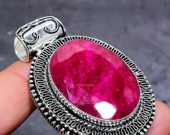 Ruby Boho Pendant 925 Sterling Silver July Birthstone Jewelry
