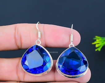 London Blue Topaz Drop Dangle Earrings 925 Sterling Silver December Birthstone Jewelry