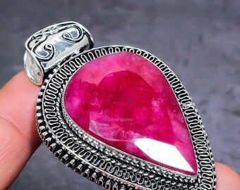 Ruby Artisan Pendant 925 Sterling Silver July Birthstone Jewelry