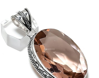Valuable Morganite Pendant, Gemstone Pendant, Pink Pendant, 925 Sterling Silver Jewelry, Anniversary Gift, Pendant For Wife