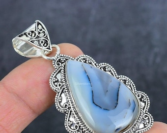 Natural Botswana Agate Pendant, Pear Shape Blue Gemstone Pendant, 925 Sterling Silver Jewelry, Birthday Gift, Pendant For Her, Unique Gift