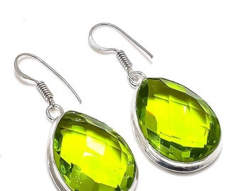 Peridot Dangle Drop Earrings 925 Sterling Silver August Birthstone Jewelry