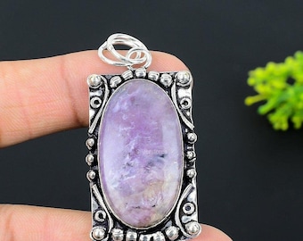 Natural Charoite Pendant,  Oval Shape Purple Gemstone Pendant,  925 Sterling Silver Jewelry, Wedding Anniversary Gift, Pendant For Her