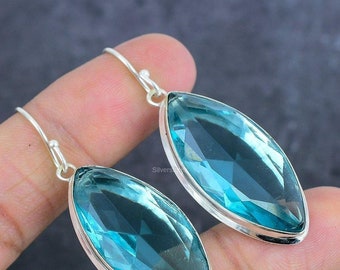 Waardevolle groene amethist edelsteenoorbellen, hangoorbellen, 925 sterlingzilveren sieraden, verjaardagscadeau, oorbellen voor bruidsmeisje