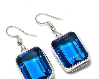 Natural Tanzanite Quartz Gemstone Earrings, Drop & Dangle Earrings, 925 Sterling Silver Jewelry, Engagement Gift, Earrings For Wife