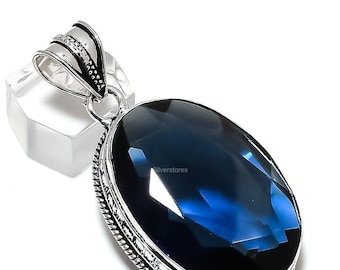 Exquisite Blue Tourmaline Pendant, Blue Gemstone Pendant, Pendant, 925 Sterling Silver Jewelry, Anniversary Gift, Pendant For Her