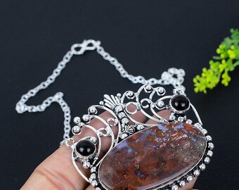 Natural Opal Necklace, Multi Color Gemstone Necklace, Chain Necklace, 925 Sterling Silver Jewelry, Anniversary Gift, Necklace For Mother