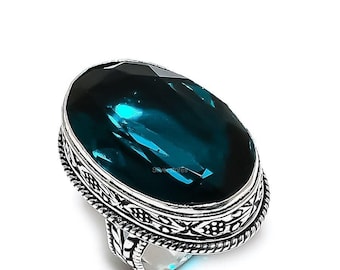 Rare Blue Tourmaline Ring, Blue Gemstone Ring, Band Ring, 925 Sterling Silver Jewelry, Wedding Gift, Ring For Mother