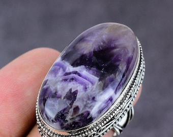 Natural Amethyst Designer Ring,  Oval Shape Stone, 925 Sterling Silver, February Birthstone , Personalised Ring For Girl Friend