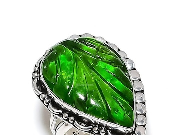 Chrome Diopside Ring, Pear Shape Gemstone Ring, Band Ring, 925 Sterling Silver Ring, Engagement Gift, Ring For Love