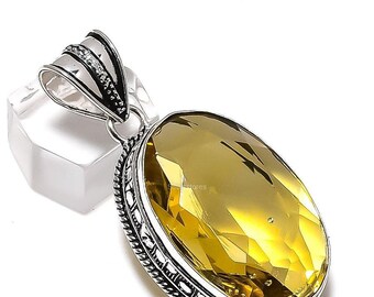 Natural Citrine Pendant, Oval Shape Yellow Color Gemstone Pendant, 925 Sterling Silver Jewelry, Wedding Gift, Pendant For Girl Friend