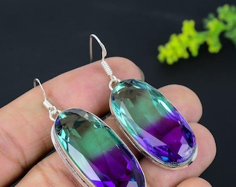 Tourmaline Dangle Drop Earrings 925 Sterling Silver October Birthstone Jewelry