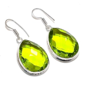 Exquisite Peridot Earrings, Green Gemstone Earrings, Drop & Dangle Earrings, 925 Sterling Silver Jewelry, Wedding Gift, Earrings For Her