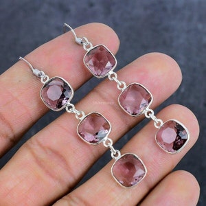 Rare Morganite Earrings, Peach Gemstone Earrings, Drop & Dangle Earrings, 925 Sterling Silver Jewelry, Engagement Gift, Earrings For Mother