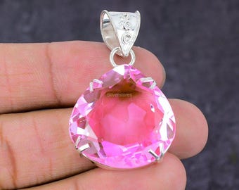 100% Genuine Kunzite Pendant, Pink Gemstone Pendant, Pendant, 925 Sterling Silver Jewelry, Wedding Anniversary Gift, Pendant For Her