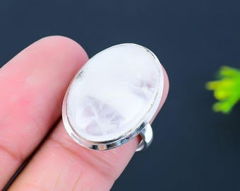 Moonstone June Birthstone Ring White Gemstone Band 925 Sterling Silver Jewelry