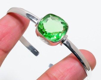 Rare Tsavorite Bracelet, Green Gemstone Bracelet, Bangle Adjustable Bracelet, 925 Sterling Silver Jewelry, Wedding Gift, Bracelet For Mother