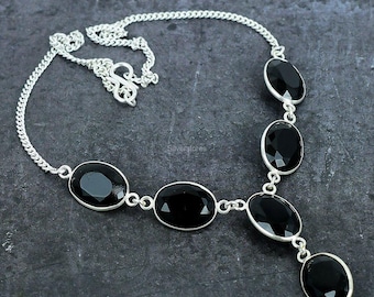Natural Black Spinel Necklace,  Oval Shape Black Gemstone Necklace,  925 Sterling Silver Jewelry, Birthday Gift, Necklace For Her