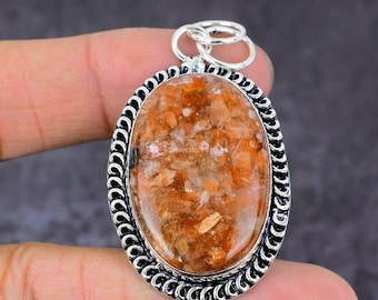 Natural Strawberry Quartz Pendant, Pink Gemstone Pendant, 925 Sterling Silver Jewelry, Wedding Gift, Pendant For Her, Birthday Gift