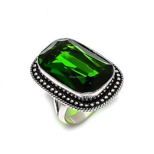 Precious Chrome Diopside Ring, Green Gemstone Ring, Band Ring, 925 Sterling Silver Jewelry, Birthday Gift, Ring For Sister