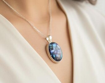 Labradorite Artisan Pendant 925 Sterling Silver Black Stone Jewelry