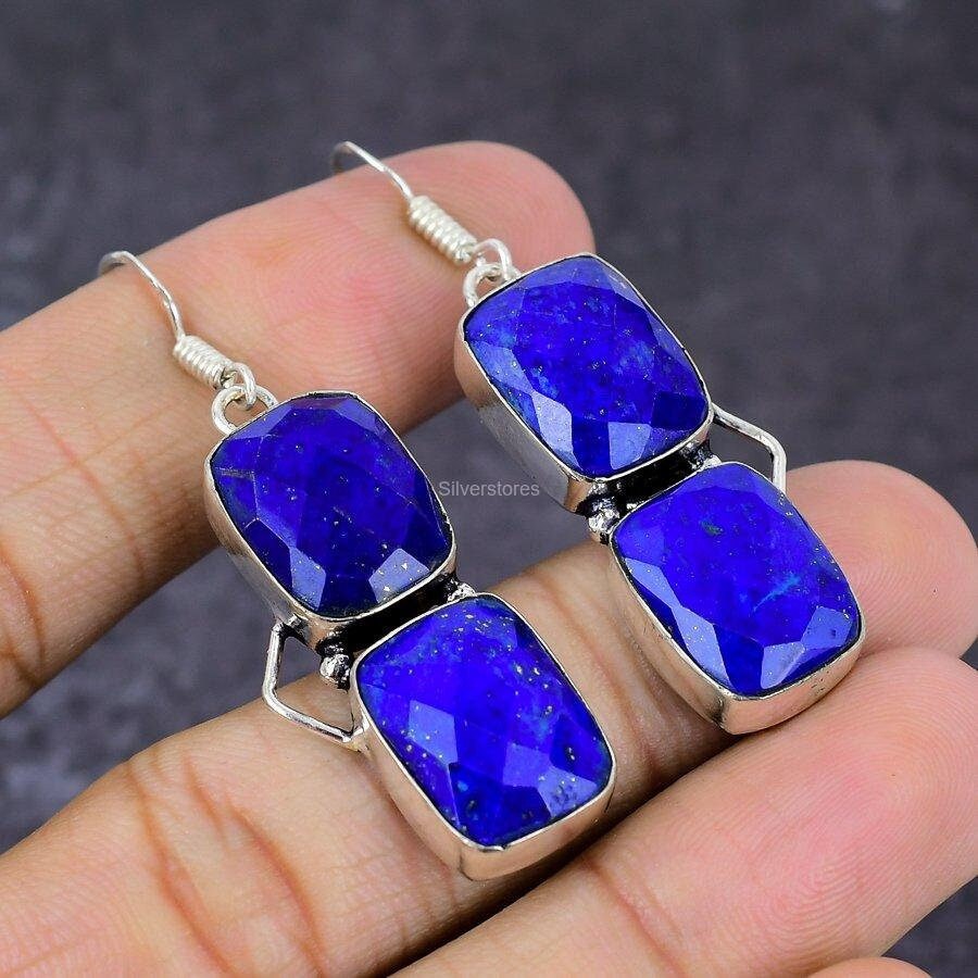Orecchini A Perno In Argento 925 Con Pietra Portafortuna Zaffiro - Gioiello Donna Rotondo 4mm Per Settembre